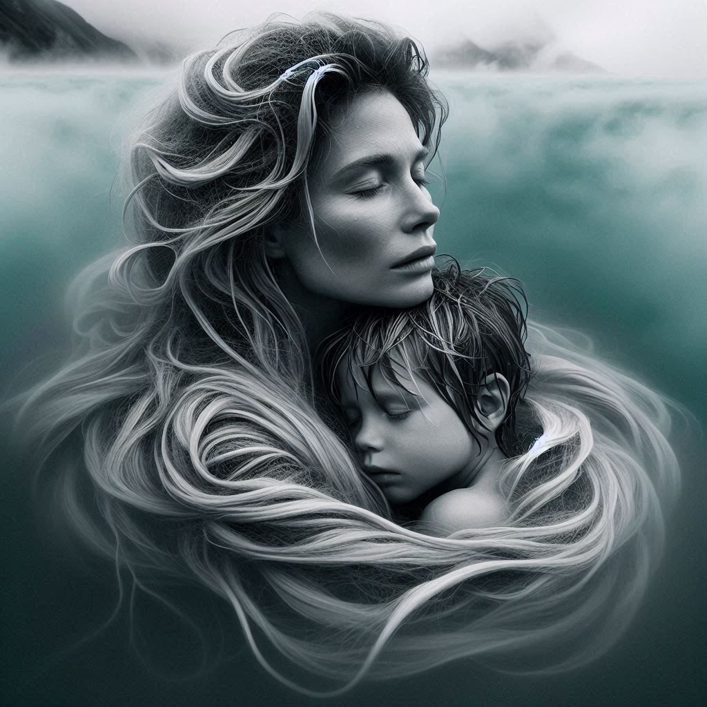 Sleeping mother and son