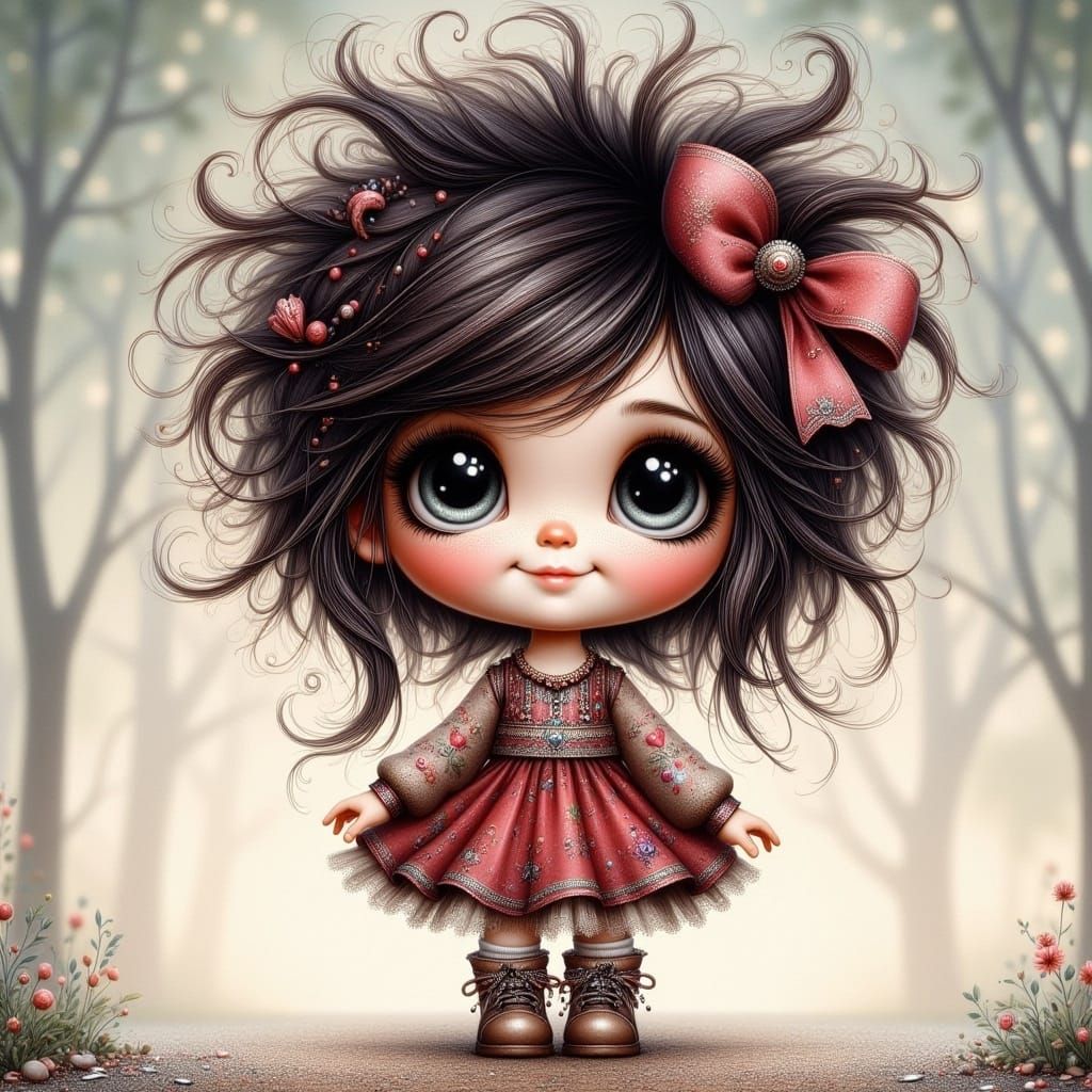  <lora:Whimsical Cuties:1.0> cute little goth punk