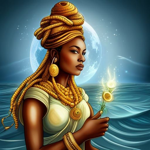 Oshun African Goddess of Water, Purity, and Fertility - AI Generated ...