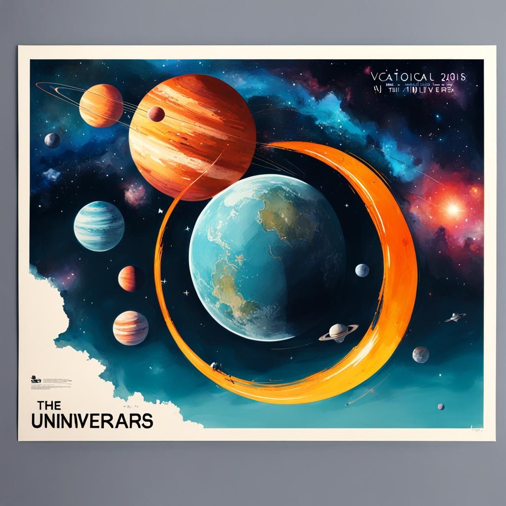 Galaxy Vacation Splash Art in Watercolor Style