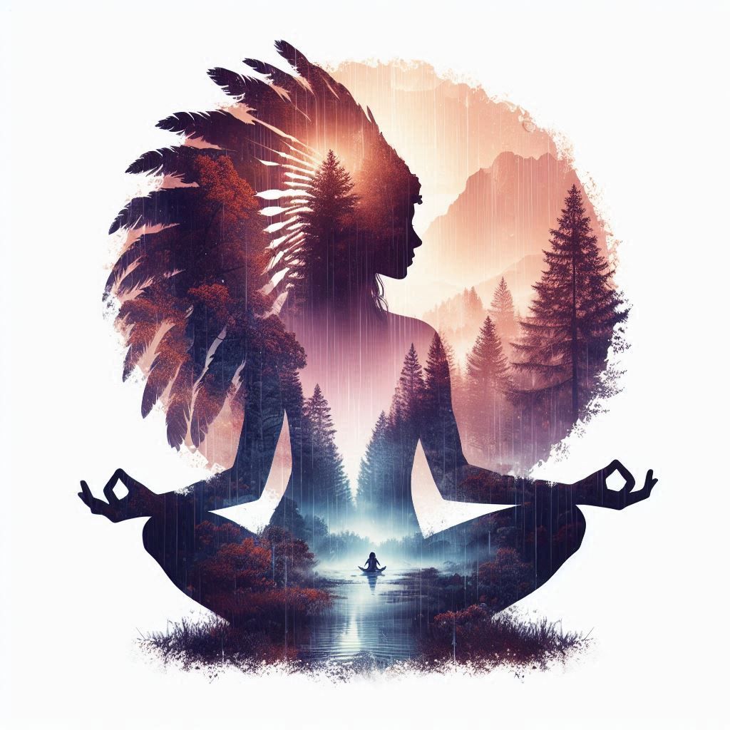 double exposure beautiful fantasy DALL-E 3 portrait landscape..