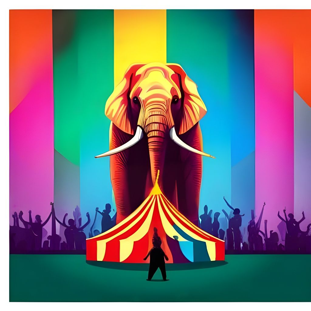 Screenprint  circus promo poster, elephant, advertisement, r...