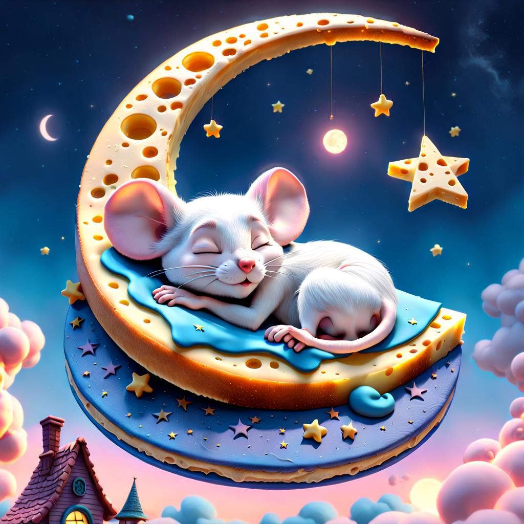 a sleeping girl pinky mice   by @asfiya moqaddas