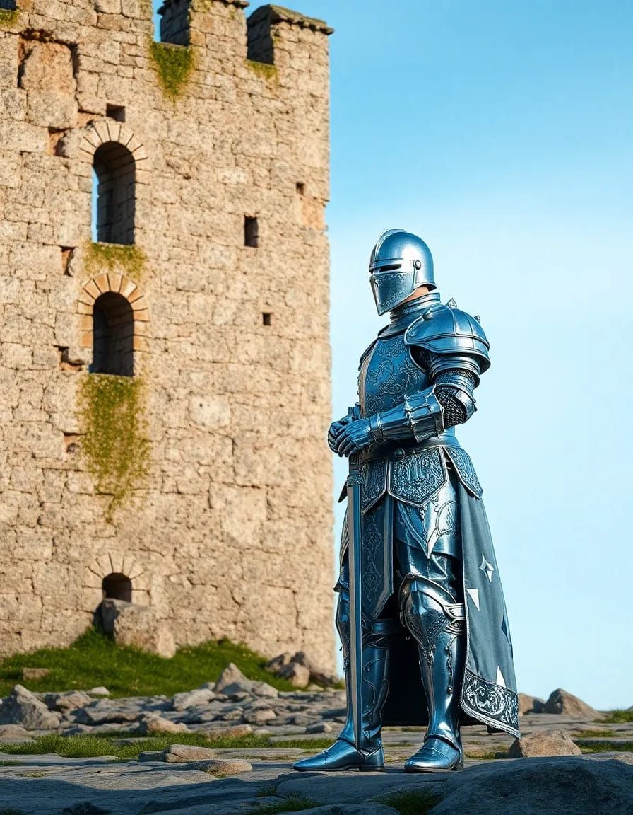 A majestic royal knight stands proudly