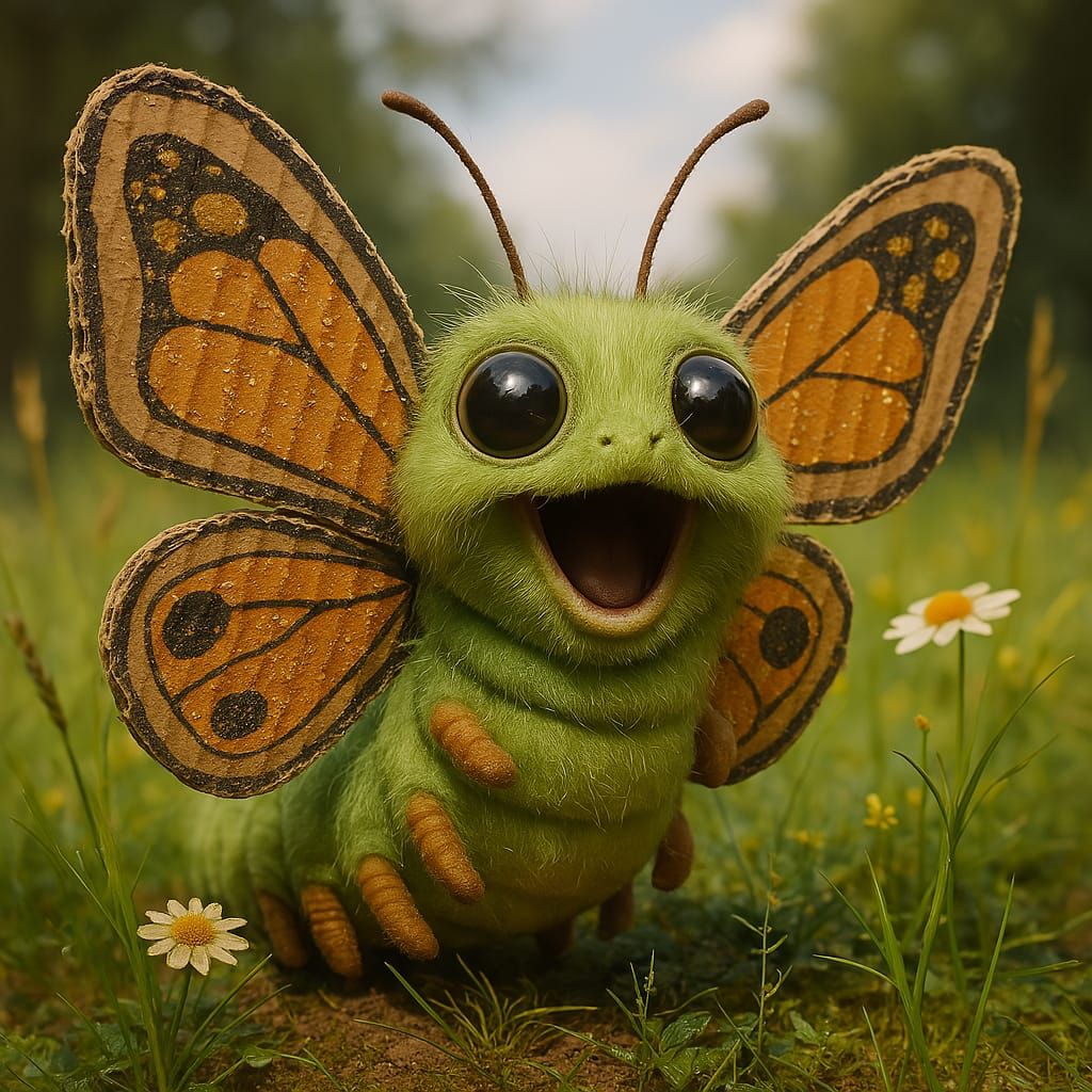 excited cardboard glitter-winged caterpillar