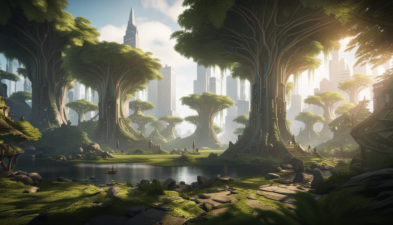 mystic city in forest - AI Generated Artwork - NightCafe Creator