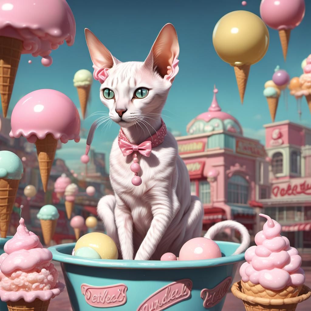 * IceCream Kitty * AI Generated Artwork NightCafe Creator