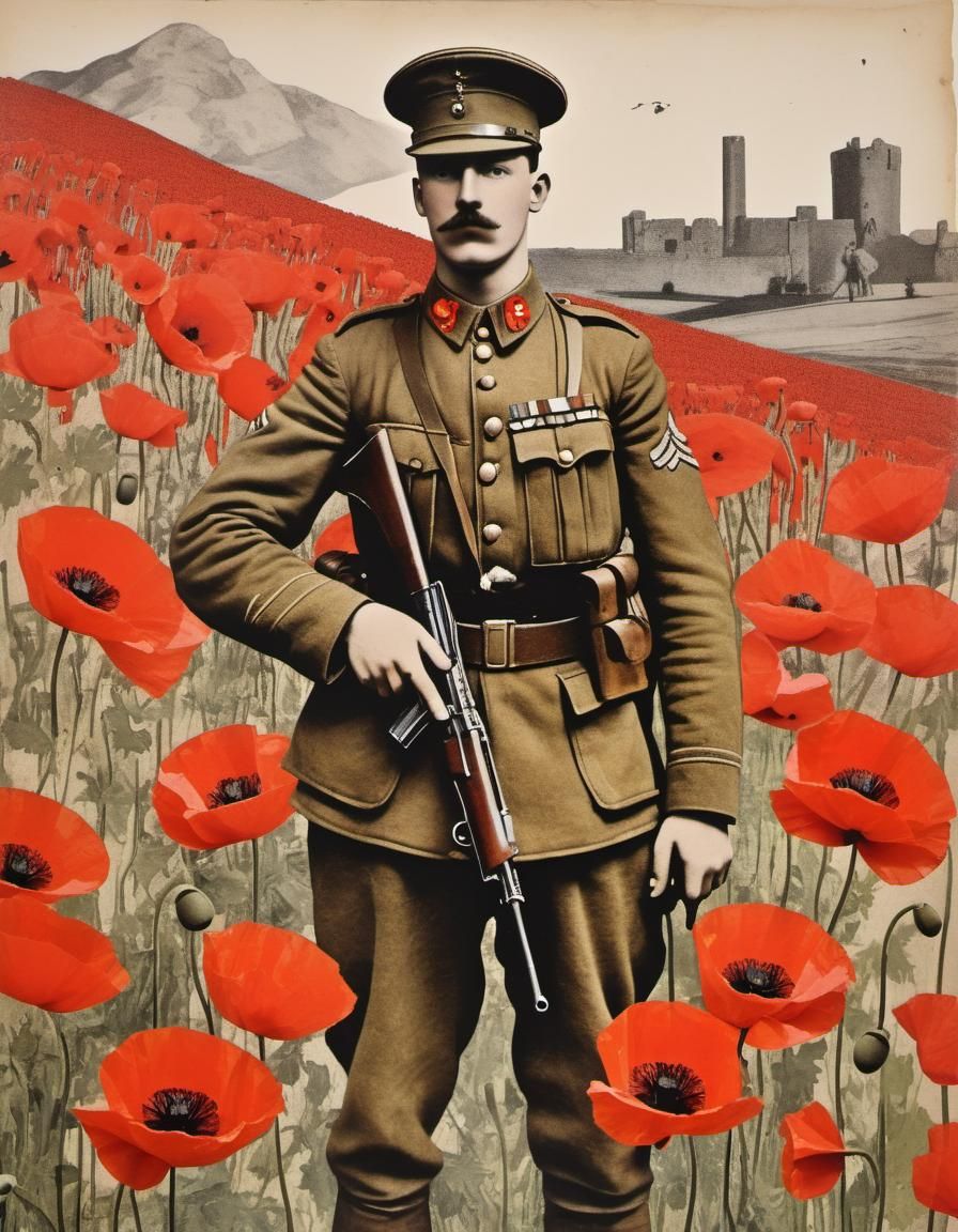 British soldier 1914-1918 and poppies - AI Generated Artwork ...