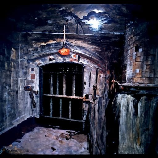 Haunted prison at dark
