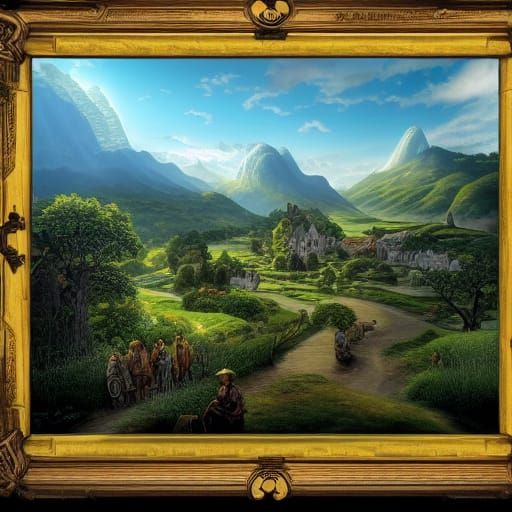 The shire epic scene Hyperdetailed landscape broad view fant...