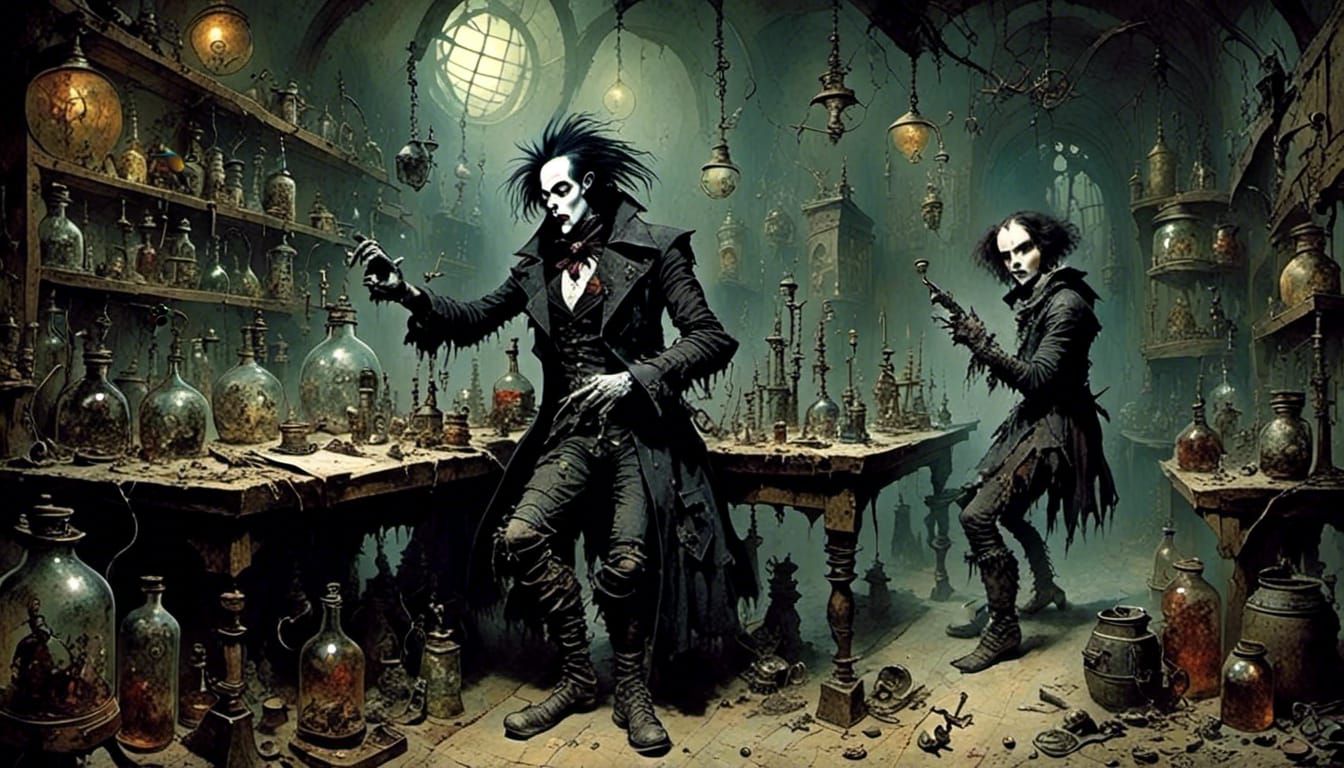 <lora:Creature2:1.0> <lora:Grimly:1.0> (Dr. Frankenstein's L...