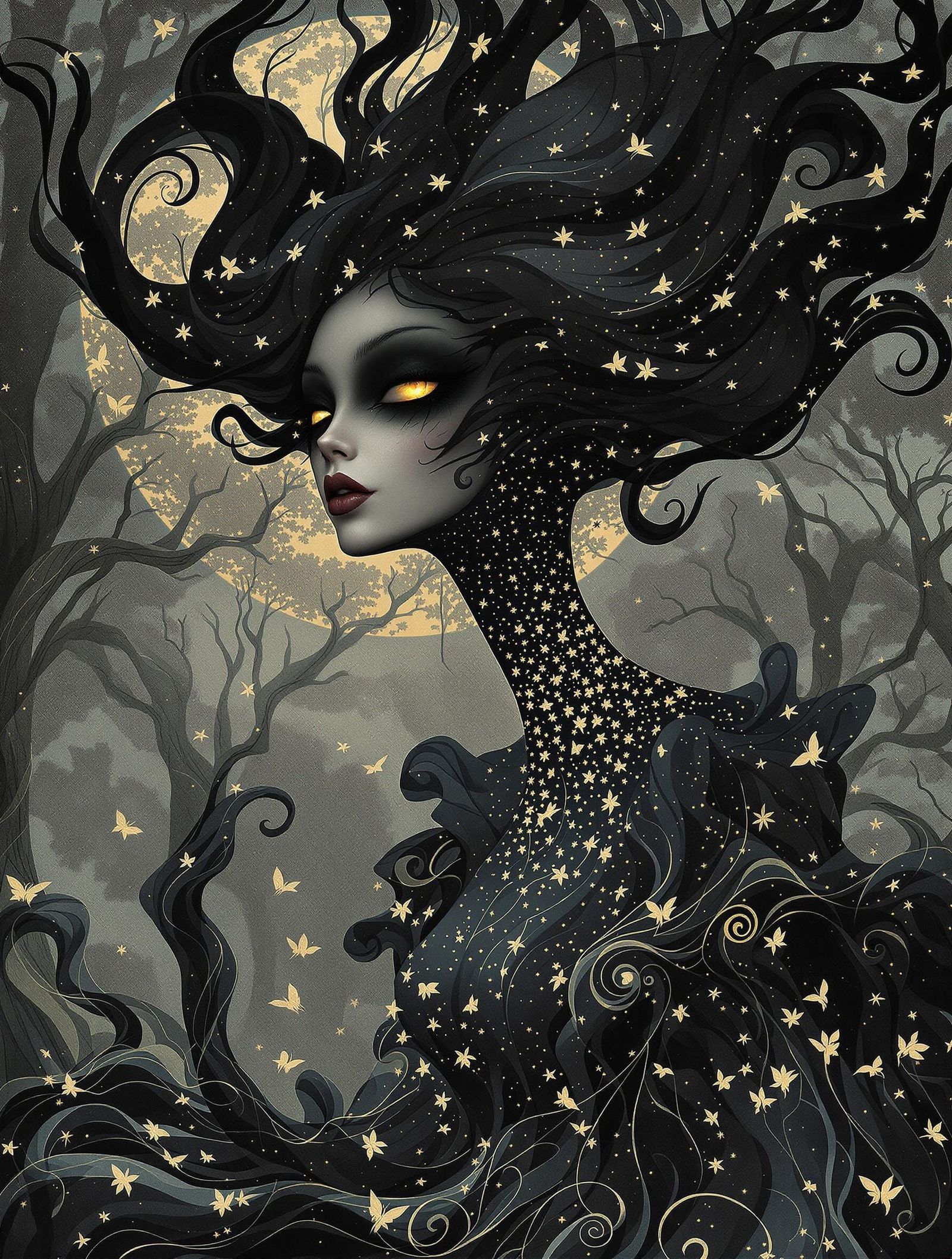 Surreal Gothic Portrait of a Shadow-Framed Woman