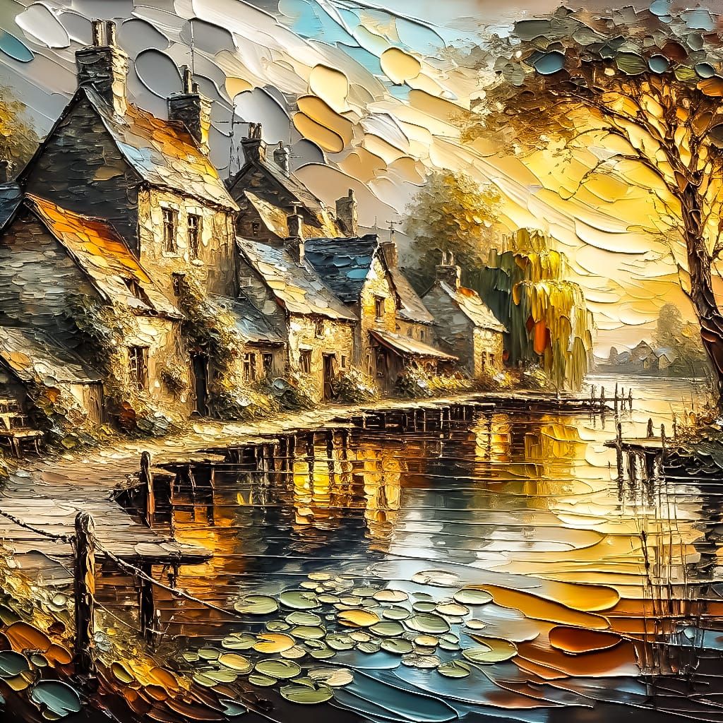 The Village's Gentle Breath: Watched in Ripples, Etched in Time's Soft Glow  by @Uwork