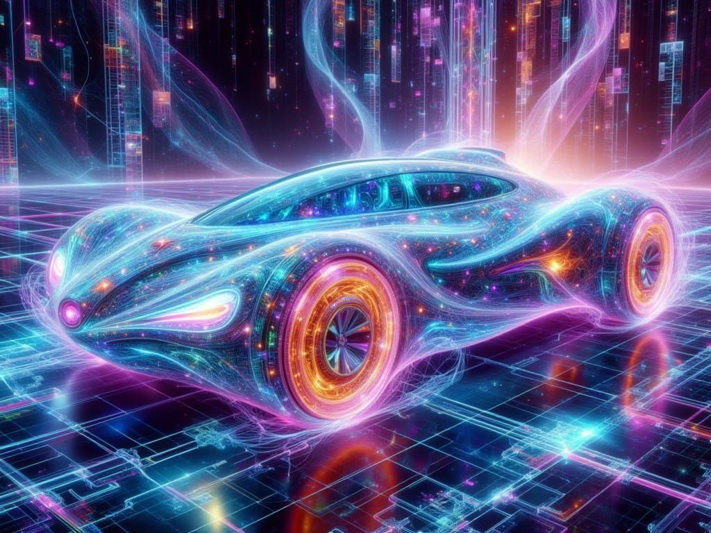 <lora:FiosQuantumFractal:1.0> Snazzy Futuristic Car