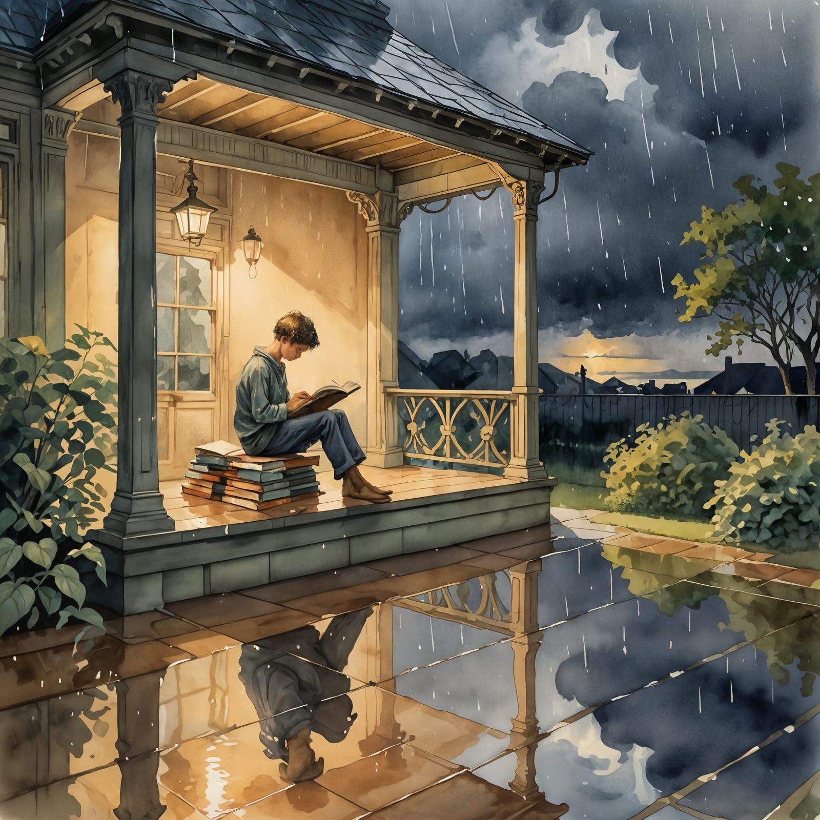 Summer rain   by @aiartuser