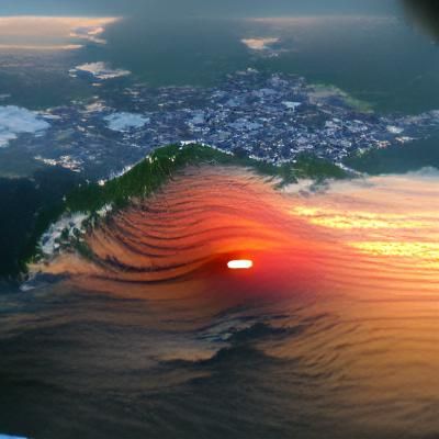 sunset over tsunami