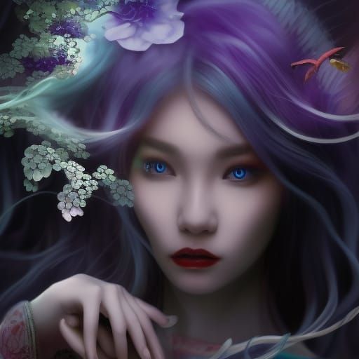 Beautiful woman in purple