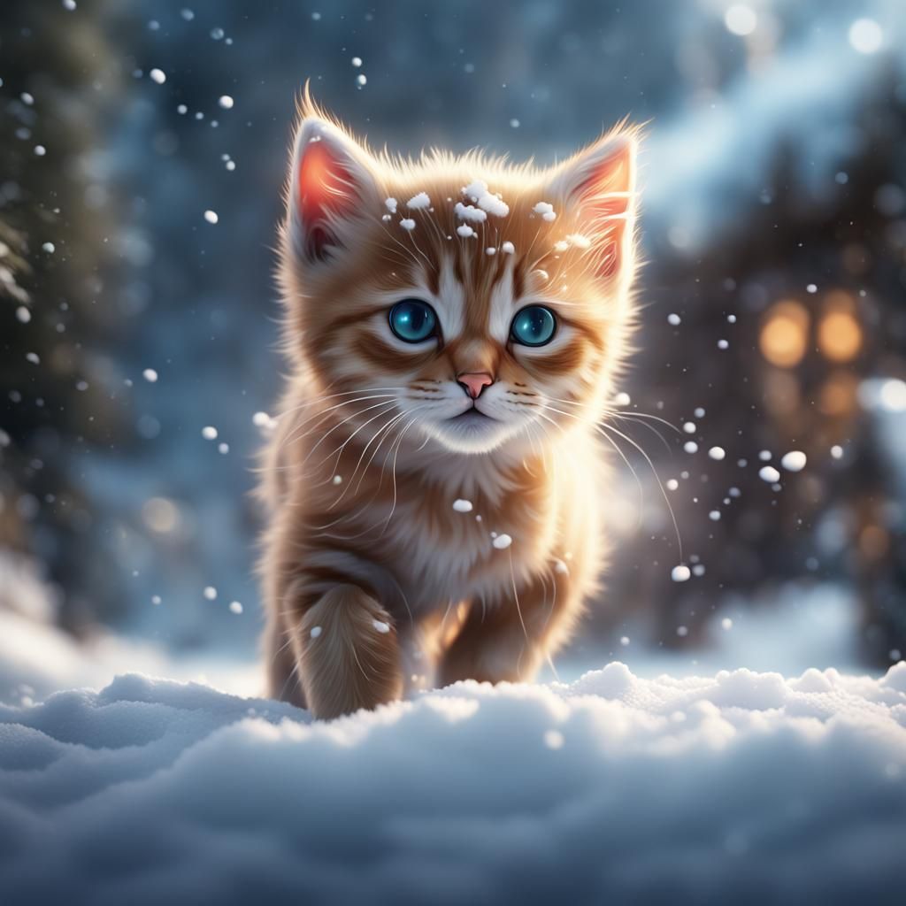 Kitten in the Snow - AI Generated Artwork - NightCafe Creator