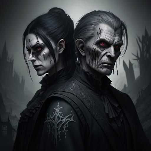 In a fantasy setting, an elderly couple, demonized and seeki...