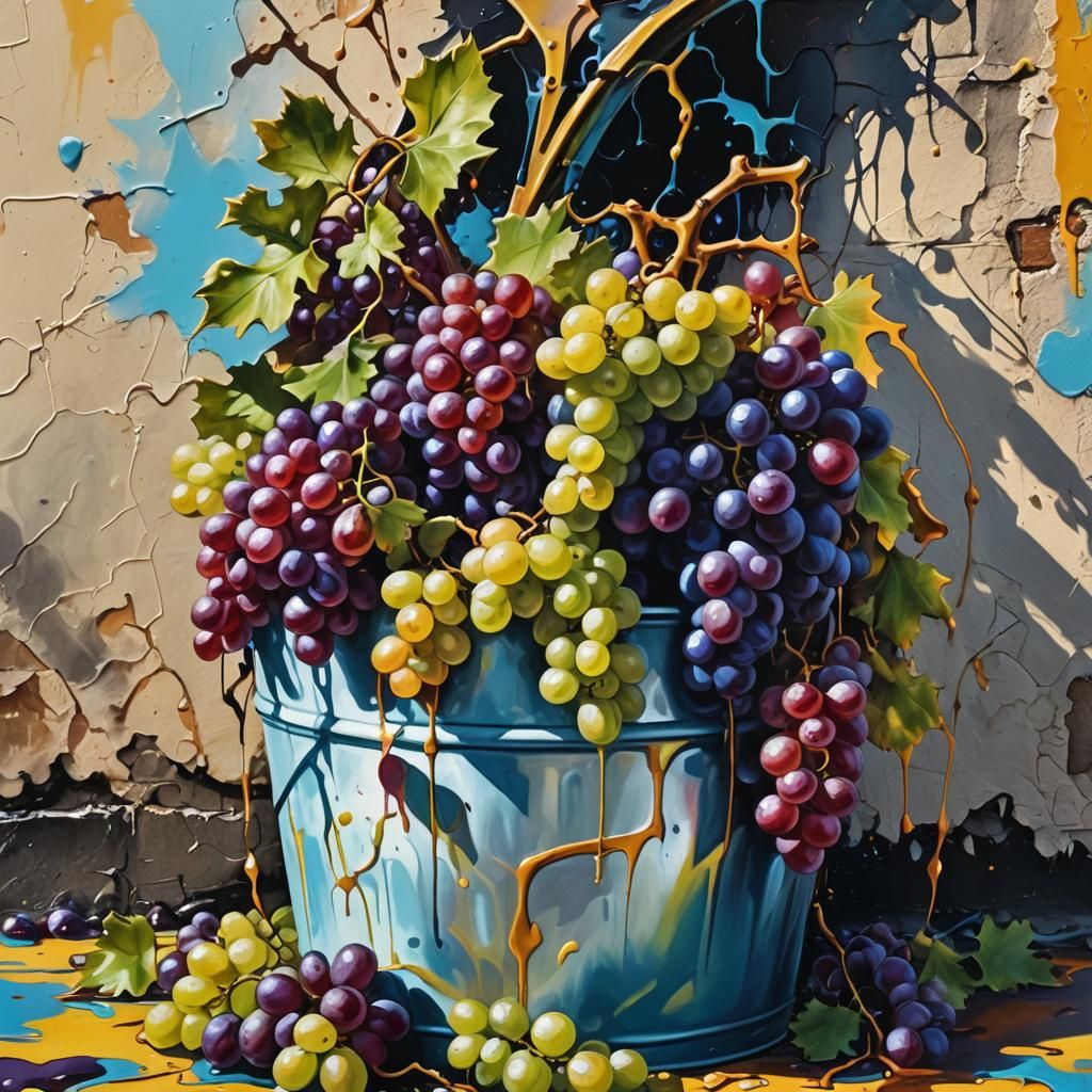 Grapes in a bucket  by @J