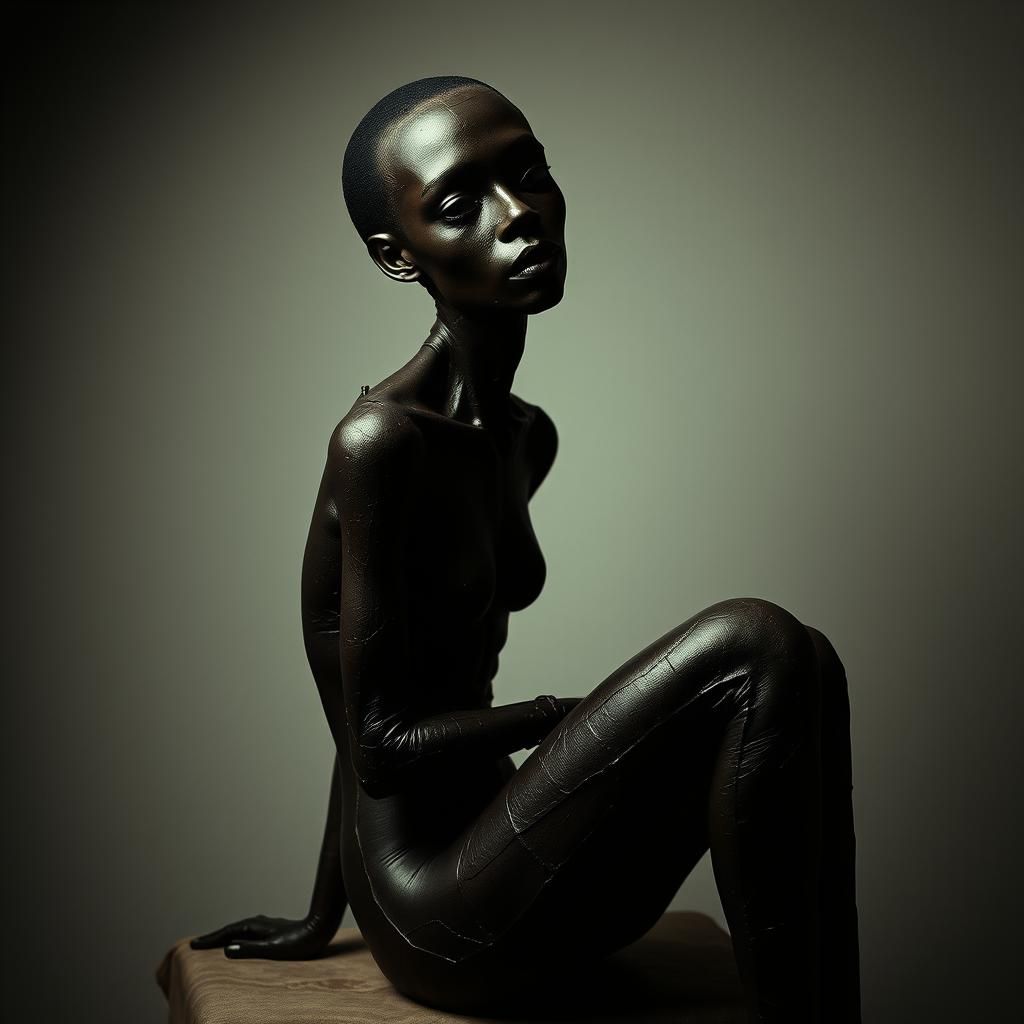 A surreal portrait of a figure that seems nearly human.