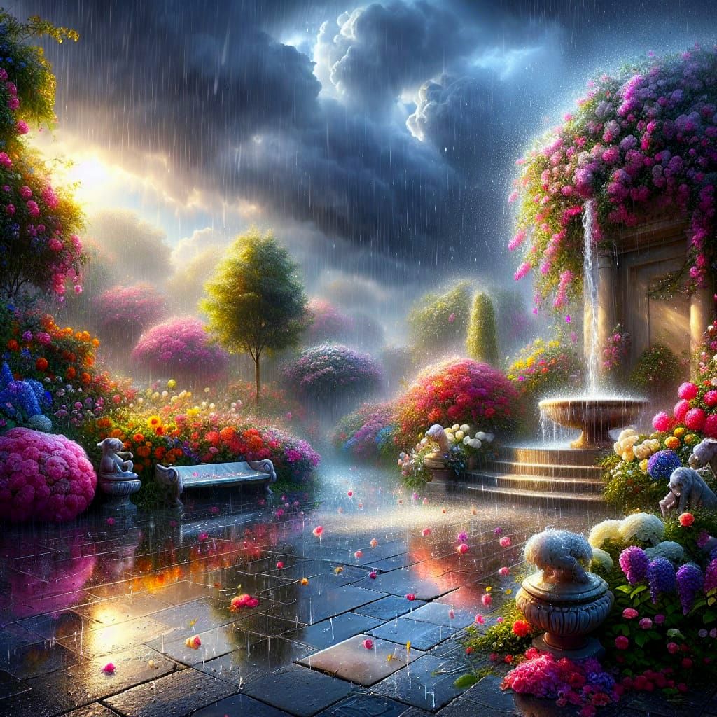 Whispers of Rain in the Garden of Time  by @AlfredaH