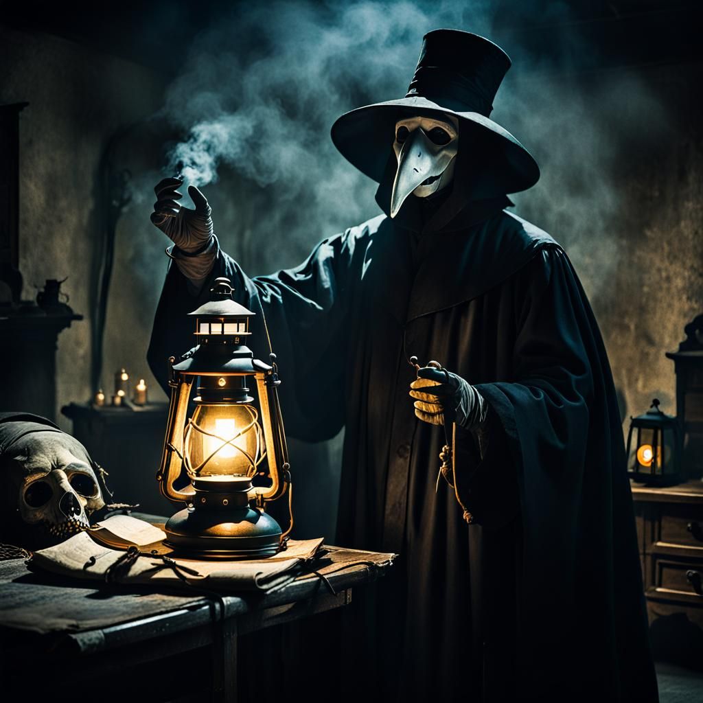 Plague Doctor Treating Patients: Mythical Art