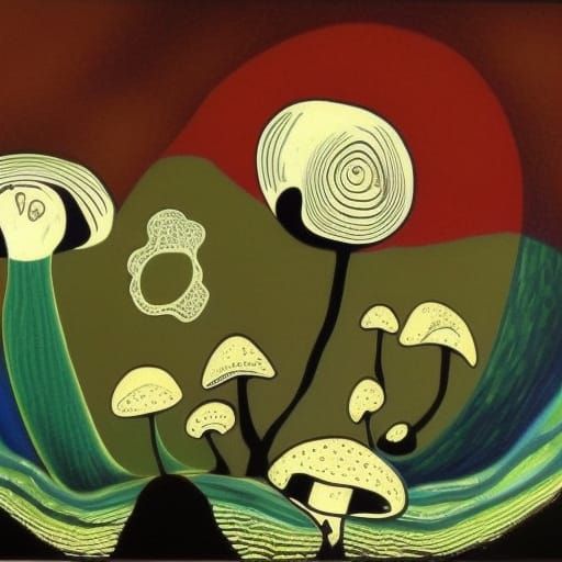 mushroom psychedelic  drawing