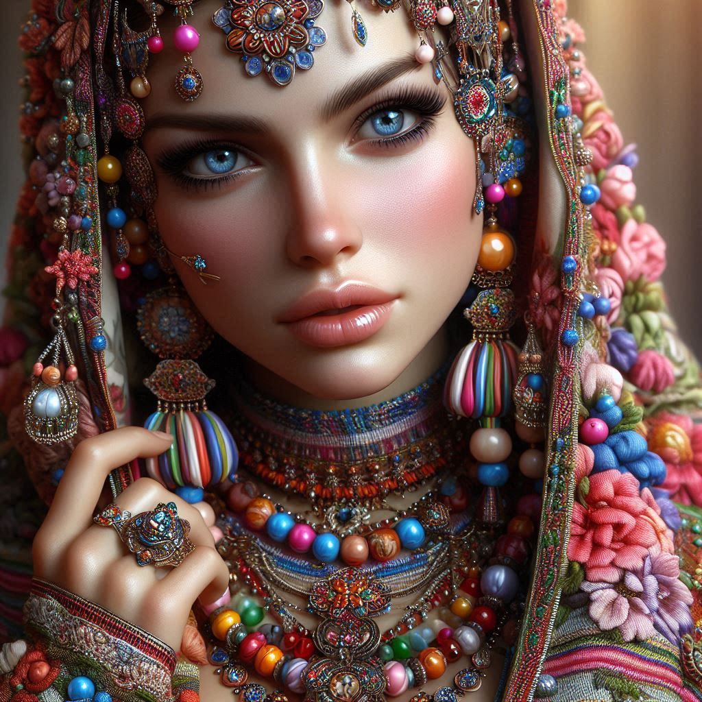 Woman with beads