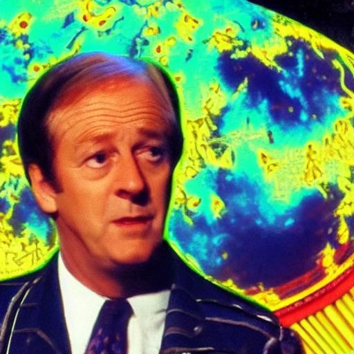 Clive Middlesex; English a meteorologist in retro 70s style;...