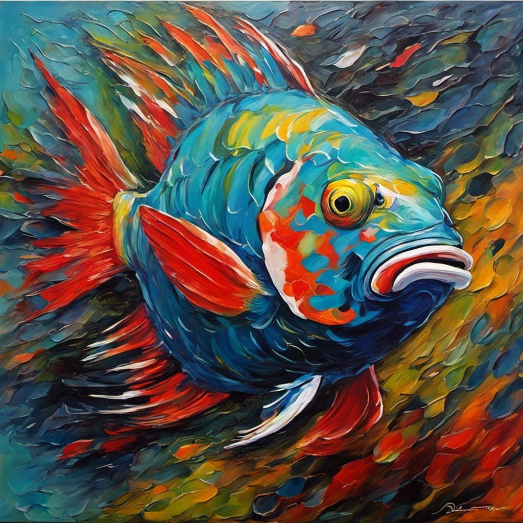 Impasto parrot fish - AI Generated Artwork - NightCafe Creator