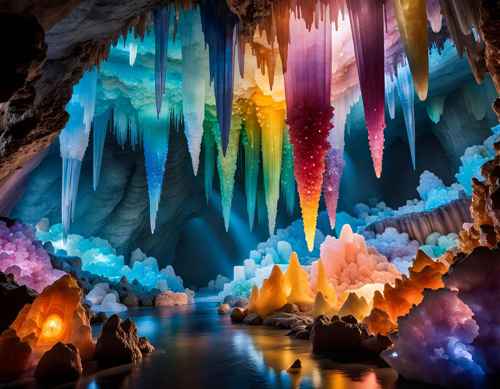 Glowing Rainbow Crystal Cave  by @Sharonjoy