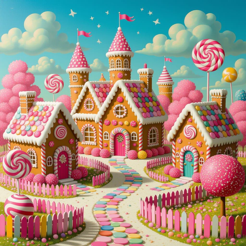 Candy City in Surreal Pop Art Style