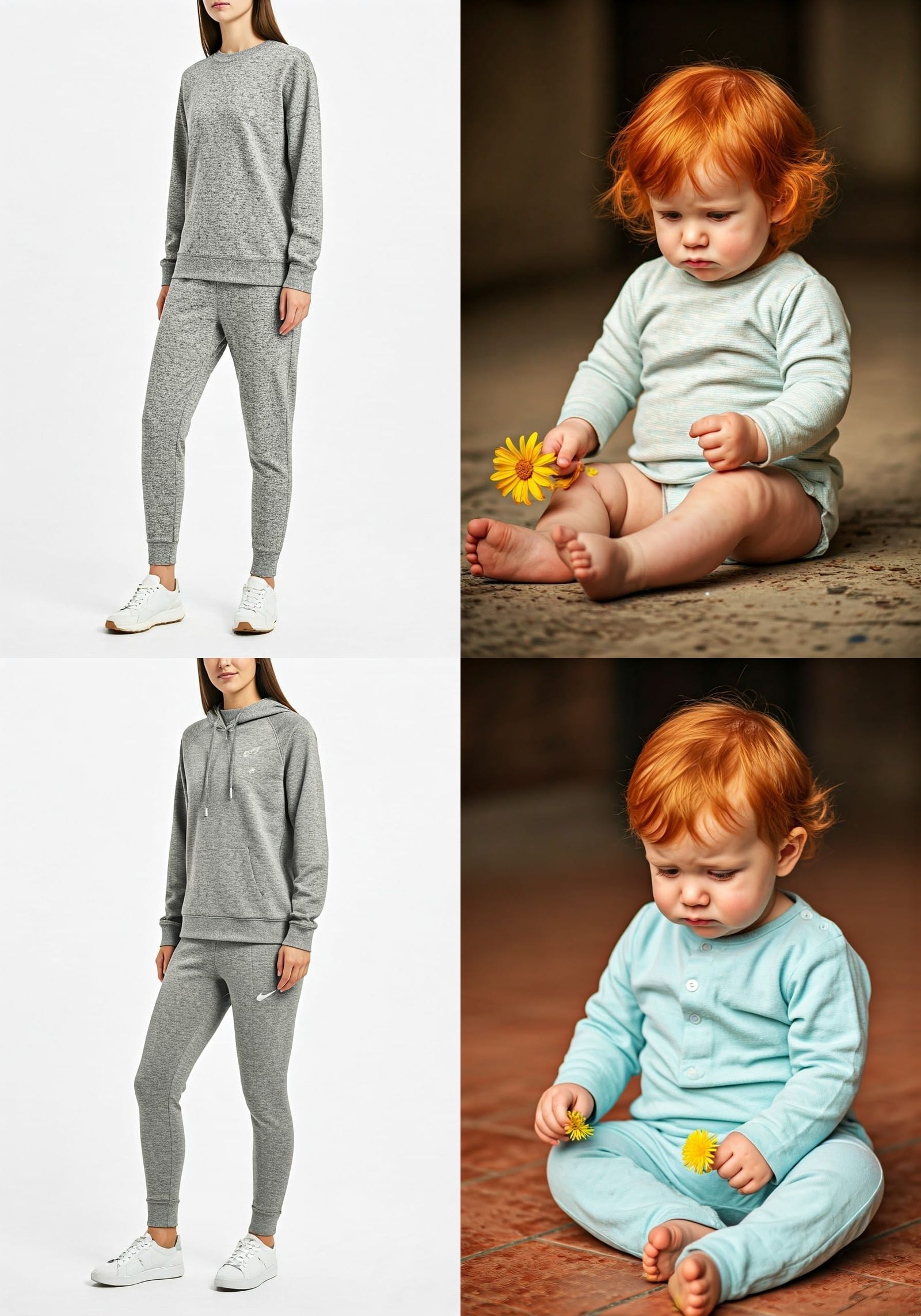 Sad Ginger Baby with Wilted Flower