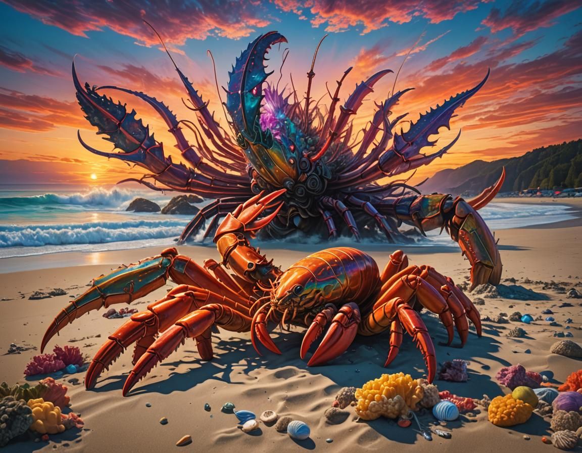 Anonymous Ray fighting a giant lobster