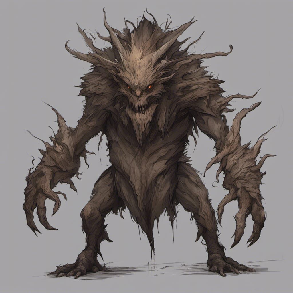 Concept art of a monster based on real wood creatures in dark