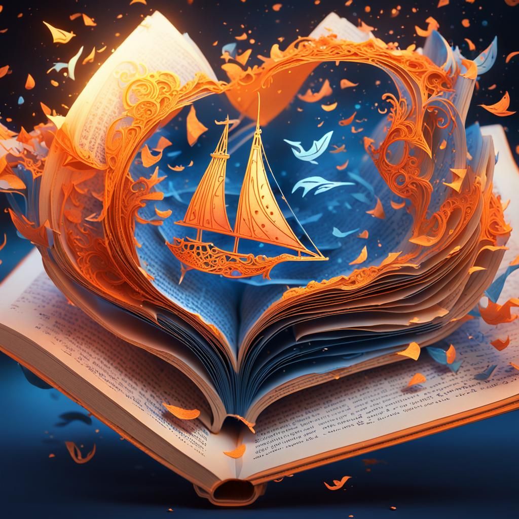 Cut out sailboat in a book