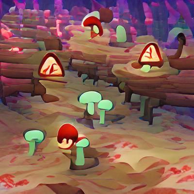 A mushroom forest with danger lurking