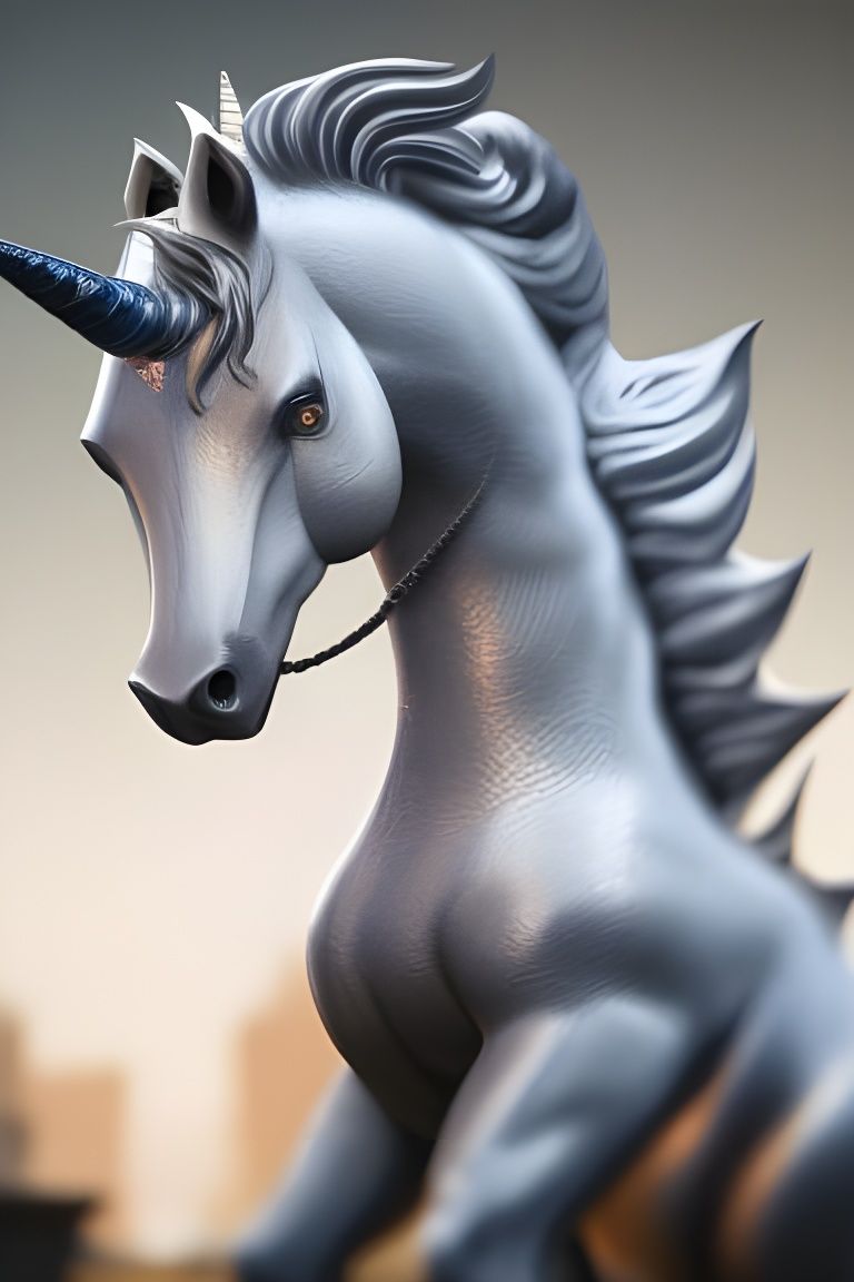 Beautiful metallic silver unicorn