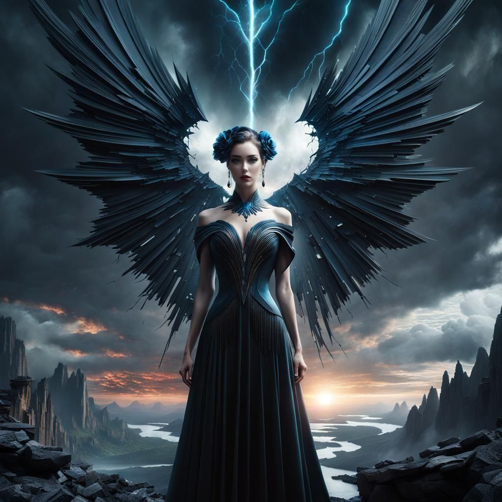 Heartbroken Woman with Shattering Heart: Digital Matte Paint...
