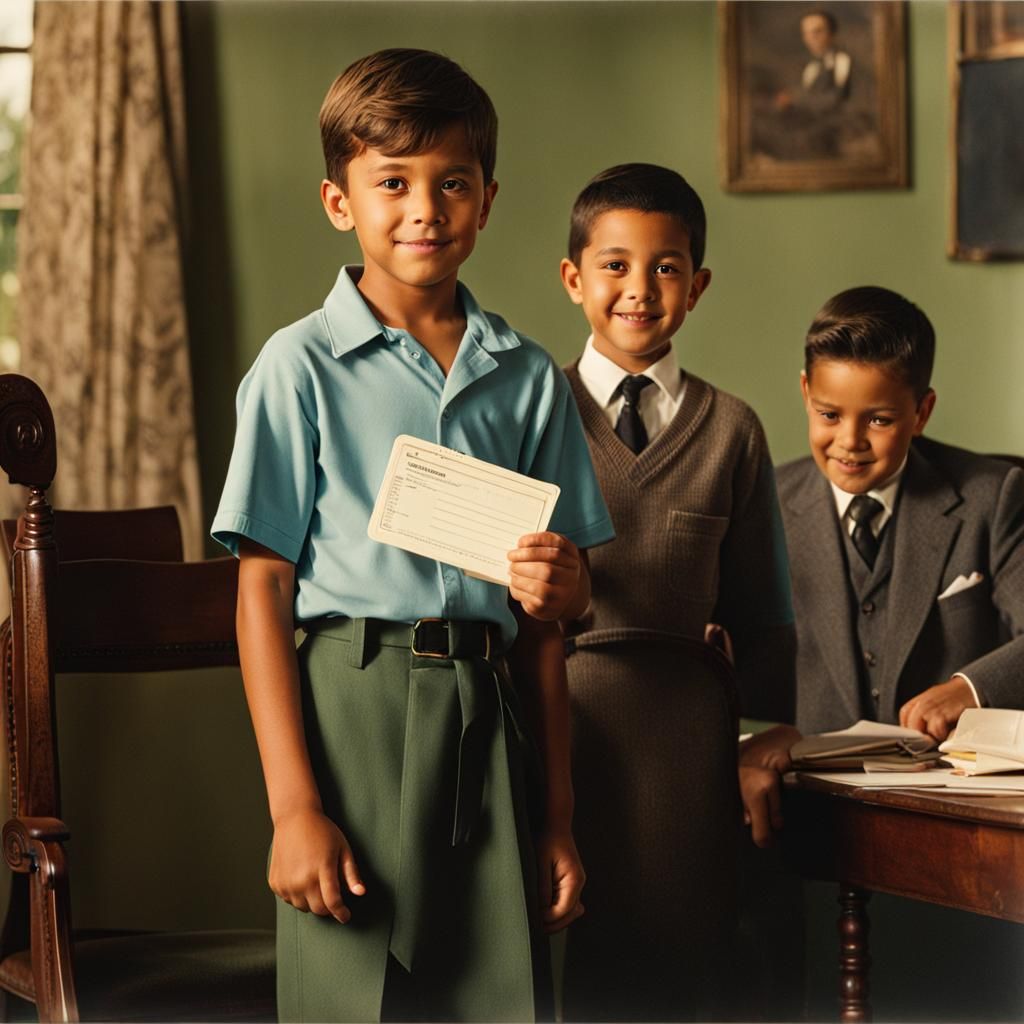 A young boy, Jack, holding his report card with a hopeful ex...