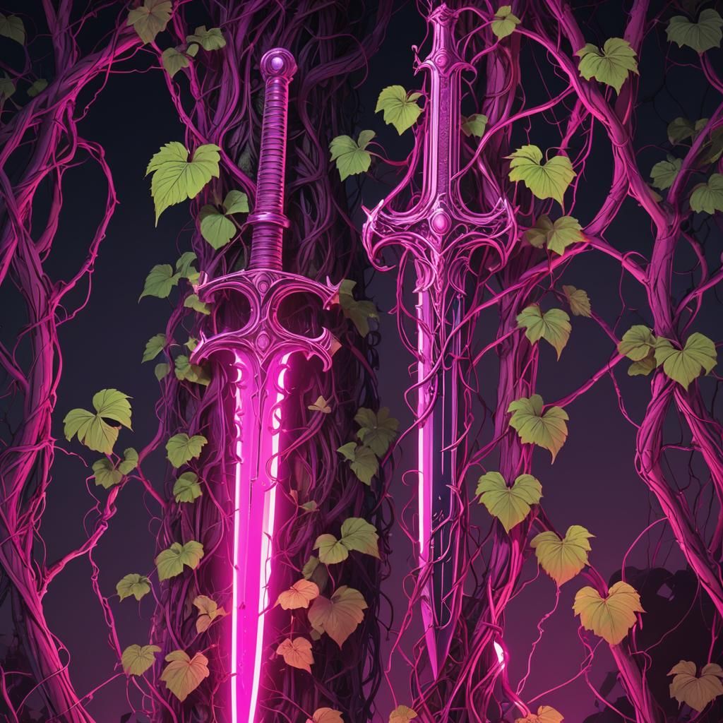 Sword Overgrown With Vines - AI Generated Artwork - NightCafe Creator