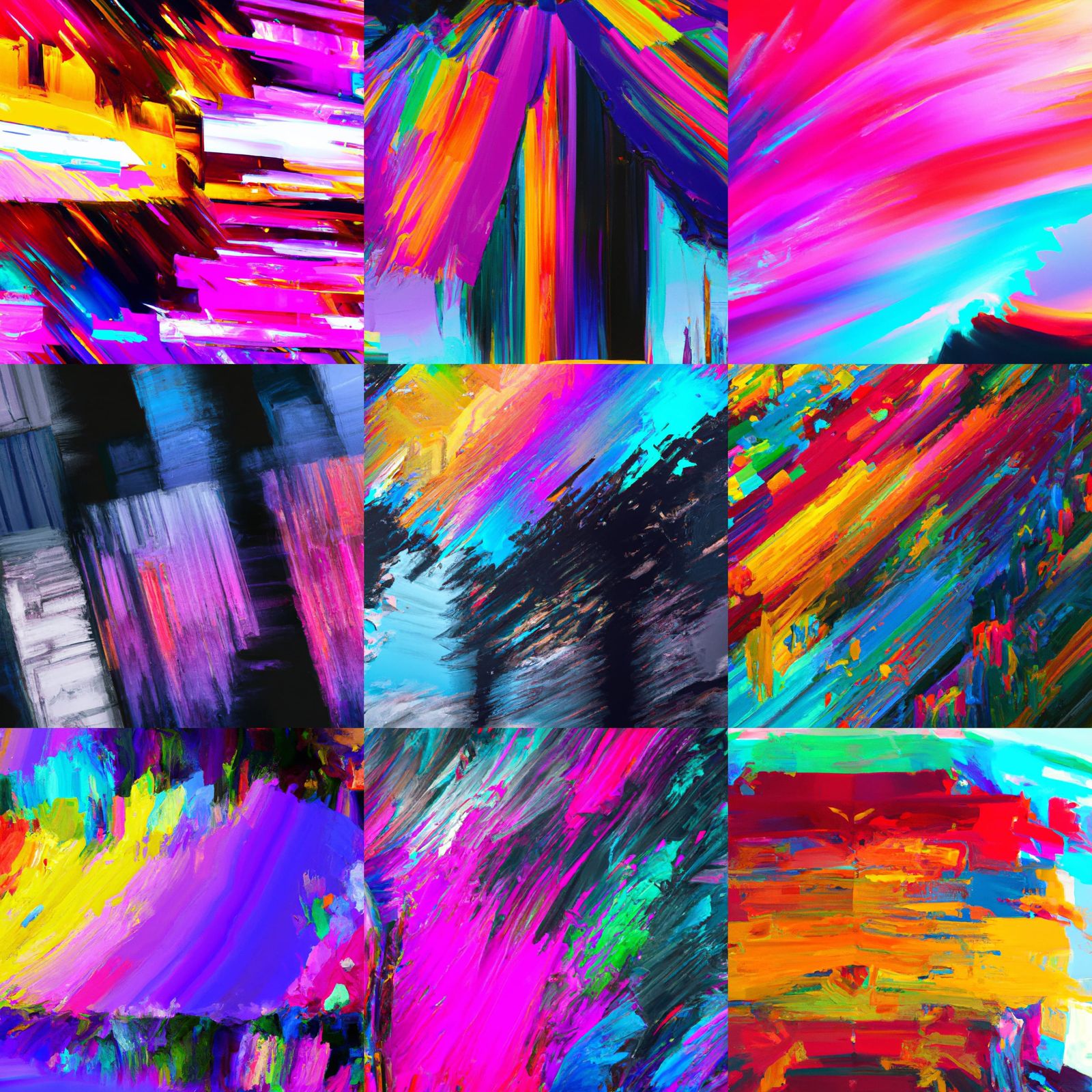 All the colours. trippy, neoimpressionism expressionist style oil