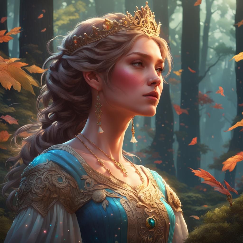 a princesse  alone in the forest
