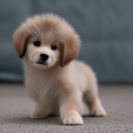 very cute baby puppy, realistic fur, lifting weights