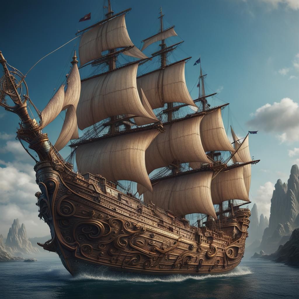 sailing ship in the shape of a shoe
