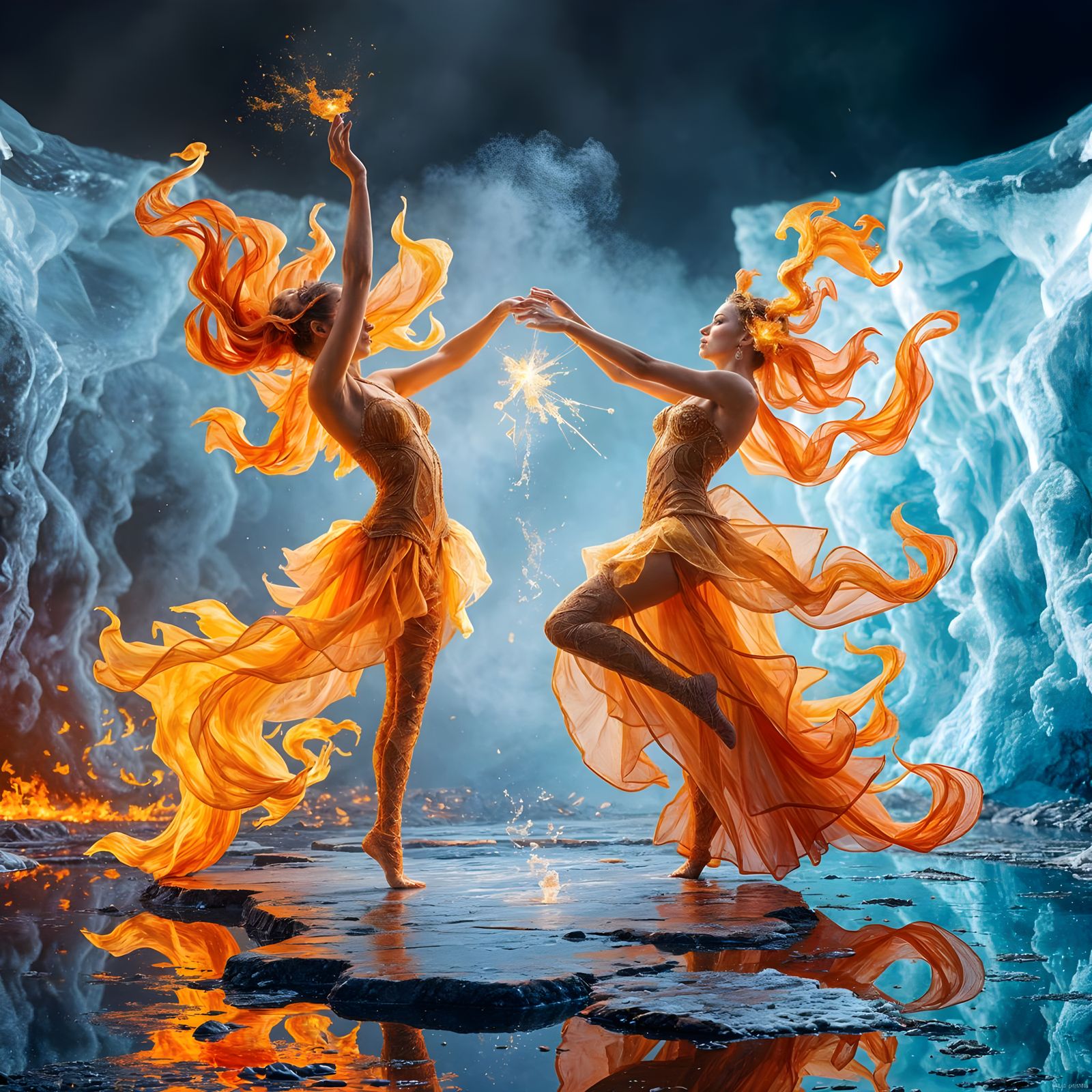 flame dance on ice  by @daniel
