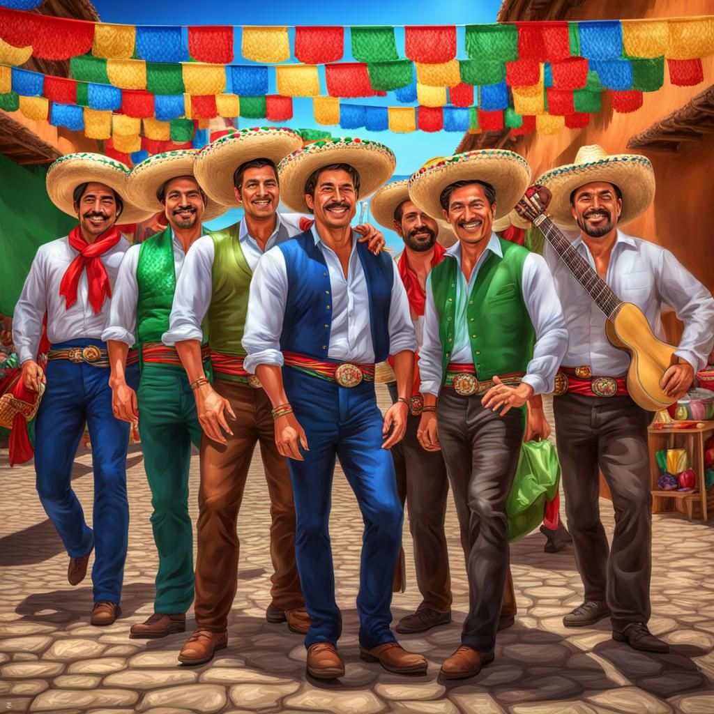 happy cinco de mayo celebration filled with handsome Mexican...