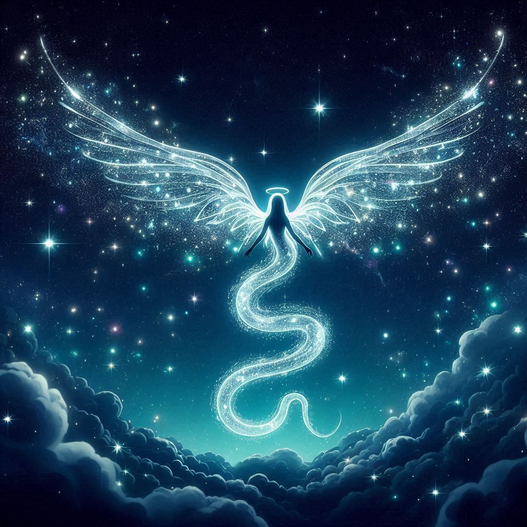 A flying light snake girl In the star
