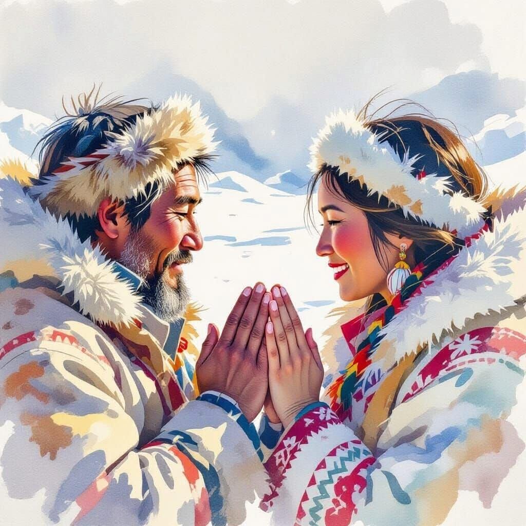 Native Inuit people greeting.  by @Max Strandberg